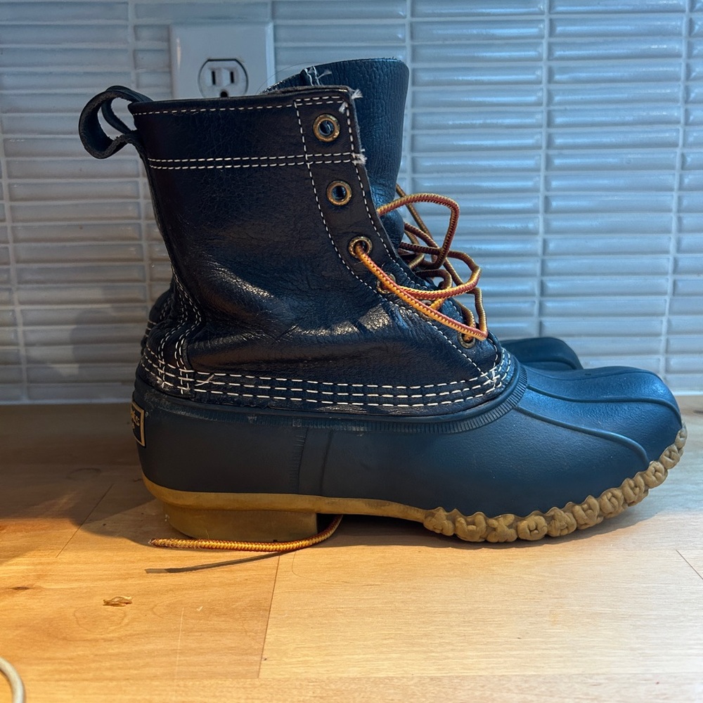 L.L. Bean Navy and Brown Duck Boots